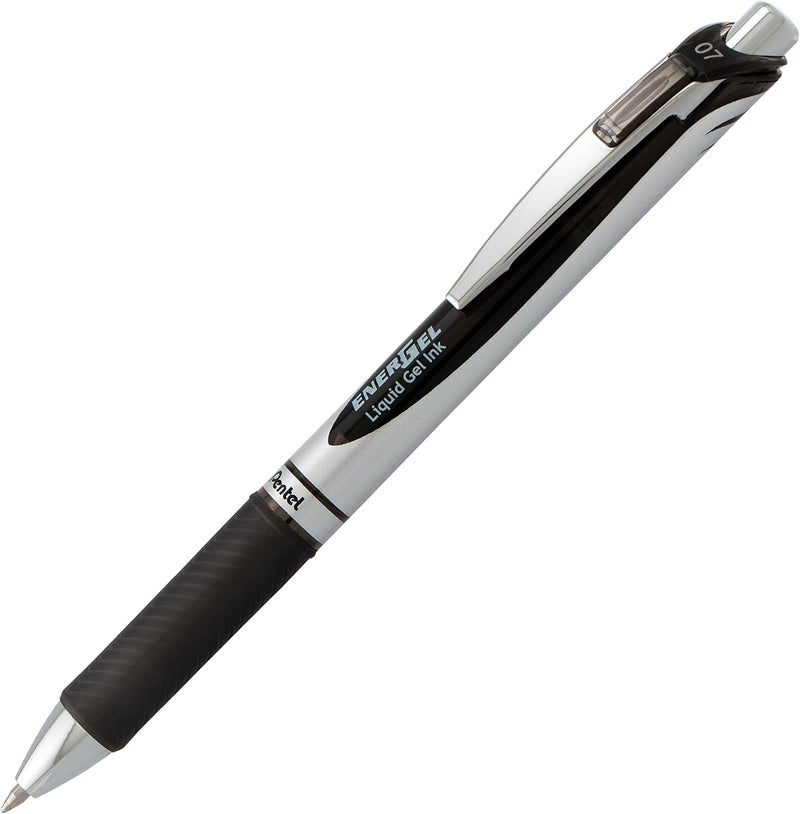 Pentel قلم حبر جل قابل للسحب EnerGel RTX، (0.7 مم)، خط متوسط، طرف معدني، حبر أسود، عبوة من 2 (BL77BP2A) - Image 1